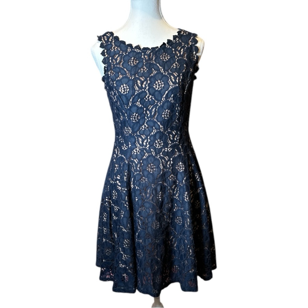 City Studio Blue Fit and Flare Midi Dress - Picture 7 of 7